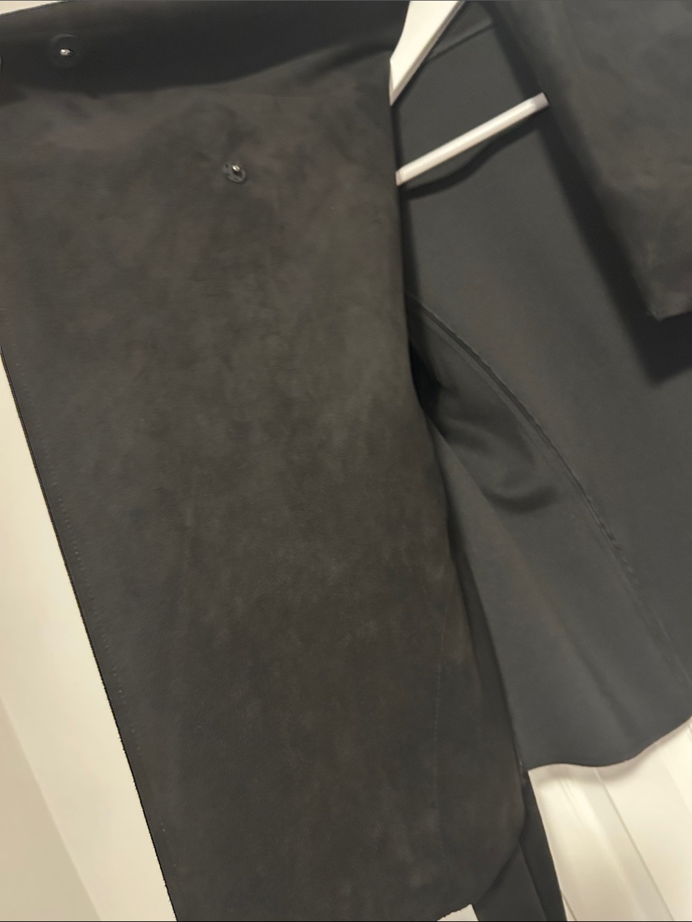 Anne Klein Black Draped Suede Open-Front Asymmetrical Jacket - Picture 8 of 15